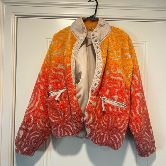 FP Movement by Free People Jackets & Blazers - FP Movement by Free People Ombre Sherpa Jacket in Orange, Yellow & Cream